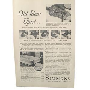 Vintage 1931 Simmons Old Ideas Upset Ad Advertisement